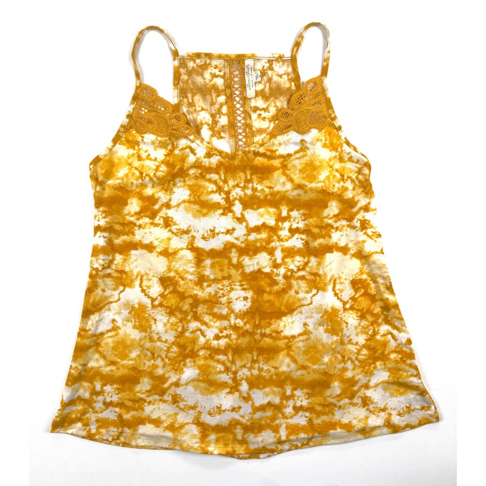 ULTRA FLIRT Women's XL Yellow Camisole Tank Top Spaghetti Straps V-Neck #1735